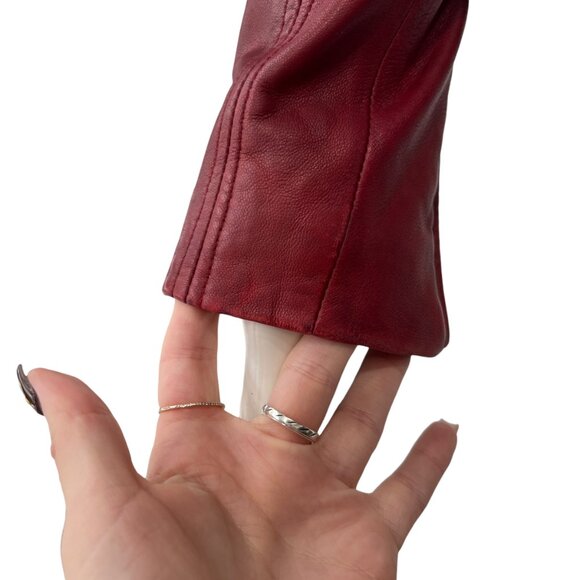 $1200 IRO Red Leather Han Slim Cropped Zip Moto Jacket size 2/IT 38 - Picture 9 of 15